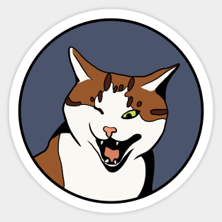 Funny Animal Design - Winking Cat Sticker